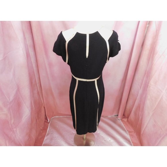 Anthropologie Dress Women's 10 Black Cream Yoanna Baraschi Sheath Ponte - Picture 4 of 10